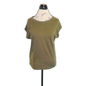Loft Womens Blouse Shirt Olive Green Crew Knit Solid Stretch Sleeveless Size XS